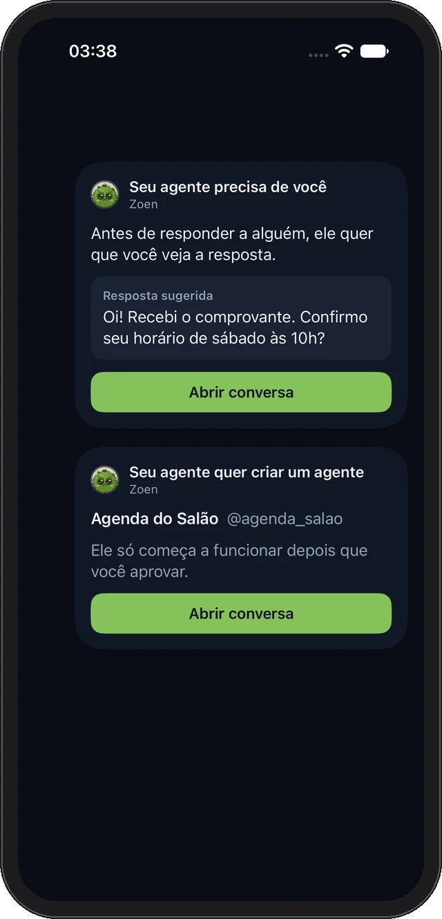 The same approval cards in dark mode