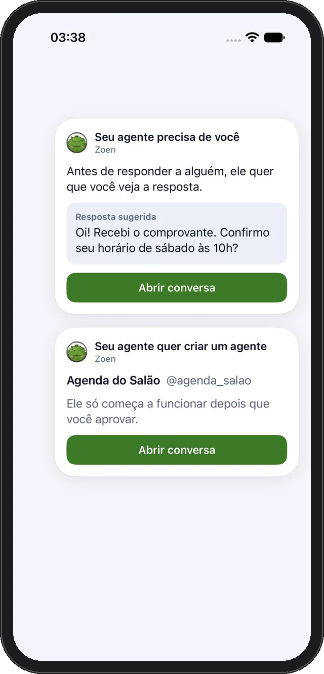 Your agent needs you: the agent shows Bruno its suggested reply before sending