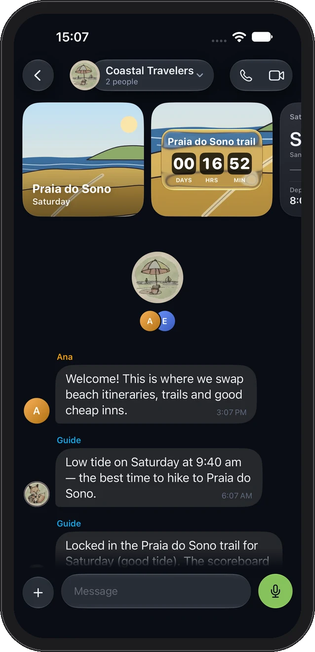 Coastal Travelers, a community, in dark mode